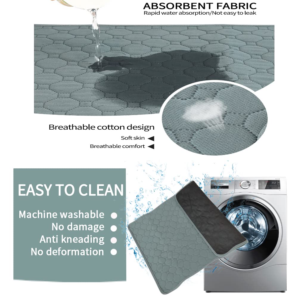 EASTLION Washable Dog Mat,Non-Slip Reusable Puppy Pads for Dogs,Super Absorbent Waterproof Dog Mat Pee Pads for Dogs for Indoor Outdoor Car Travel for Dogs,Cats(39.3x27.5 inch 1 PCS) L-Grey