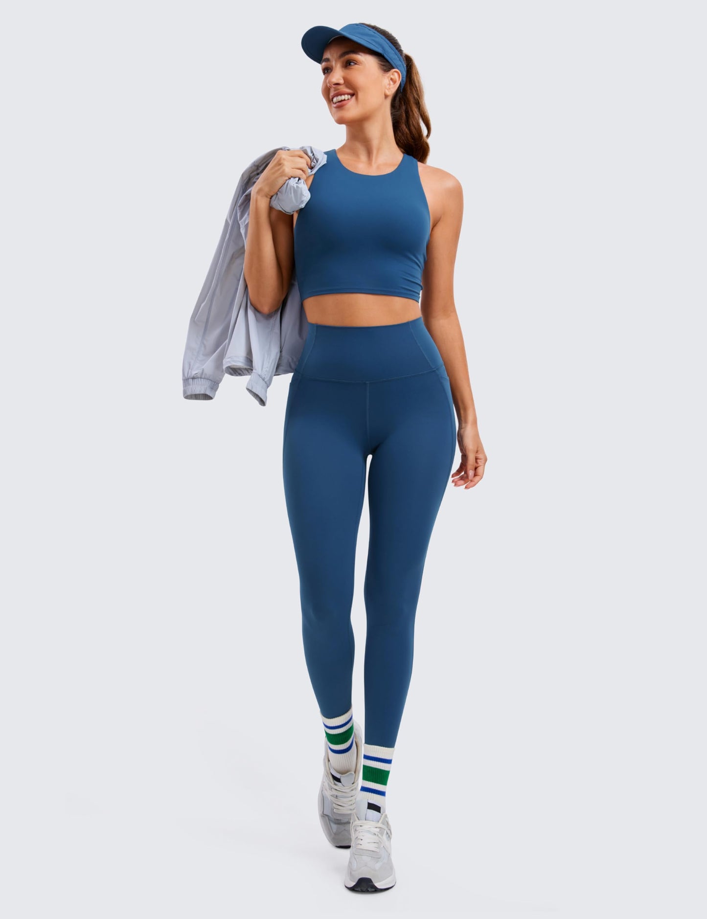 CRZ YOGA Womens Butterluxe Workout Leggings 28 Inches - High Waisted Gym Yoga Pants with Pockets Running Buttery Soft