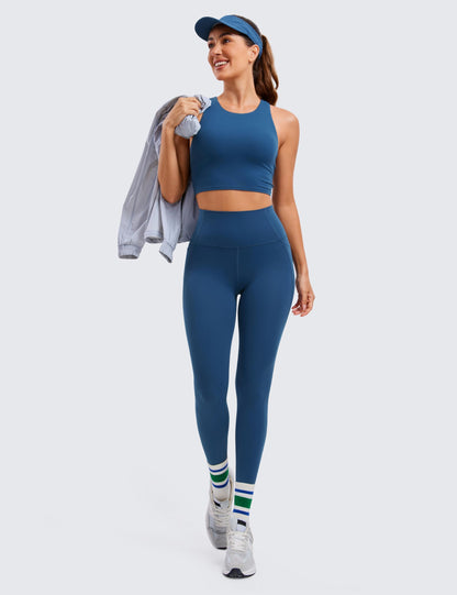 CRZ YOGA Womens Butterluxe Workout Leggings 28 Inches - High Waisted Gym Yoga Pants with Pockets Running Buttery Soft