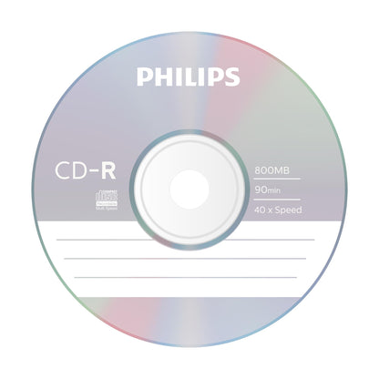 Philips CD-R 800 MB Data (Gbyte/90 Minuten, Multi Speed Recording 25er (Packaging may vary)