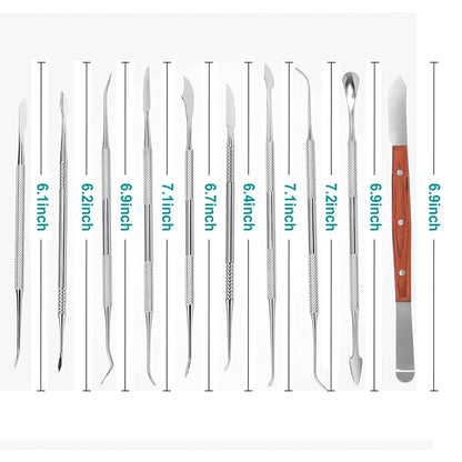 10 PCS Dental Wax Carving Tools Stainless Steel Waxing Modeling Kits with Case, Wax Carvers Set, Plaster Knife Metal Clay Sculpting Pottery Sculpture Tools Double Ended Tools