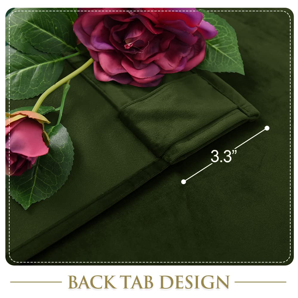 StangH Moss Green Curtains 108 inches Long - Luxury Velvet Room Darkening Sliding Door Drapes Thermal Insulated Soundproof Room Dividers for Closet, W52 x L108, 2 Panels