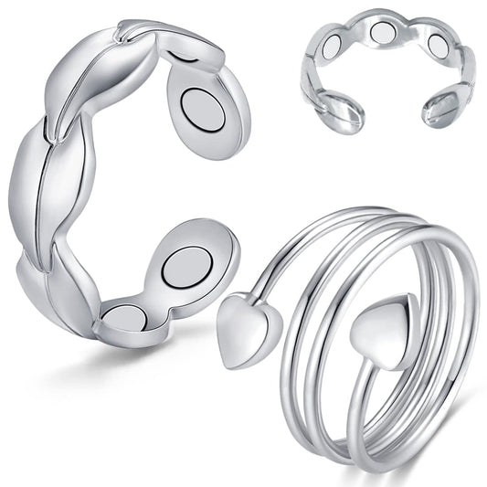 Cigmag 2PCS Copper Rings for Women - Pure Copper Magnetic Ring Strong Magnets - Adjustable with Present Box