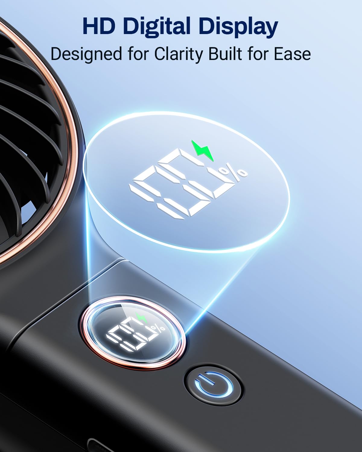 SWEETFULL Handheld Portable Fan, 5000mAh Rechargeable Battery, 6 Speed Wind, LED Digital Display, Foldable Electric Personal Mini Travel Fan with Backup Power, Summer Essentials Gifts for Women Girl