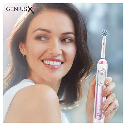 Oral-B Genius X Electric Toothbrush with Artificial Intelligence, App Connected Handle, 1 Toothbrush Head & Travel Case, 6 Mode Display with Teeth Whitening, 2 Pin UK Plug, Blush Pink