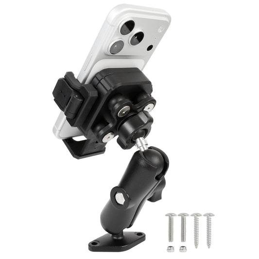 FPN Heavy Duty Phone Mount Holder with Vibration Dampener for Boat Truck Car [Camera Friendly] [1s Lock & Release] [Aluminum Screw-Mounted AMPS Diamond Base & Medium Arm], Fits 4.7-7.2" Cell Phones