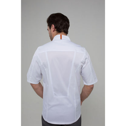 Portwest C738 Men's Mesh Air Pro Chef Jacket Short Sleeve Breathable Durable Slim Fit Texpel Finish Workwear Apron with Sleeve Pocket Machine Washable, White, XL