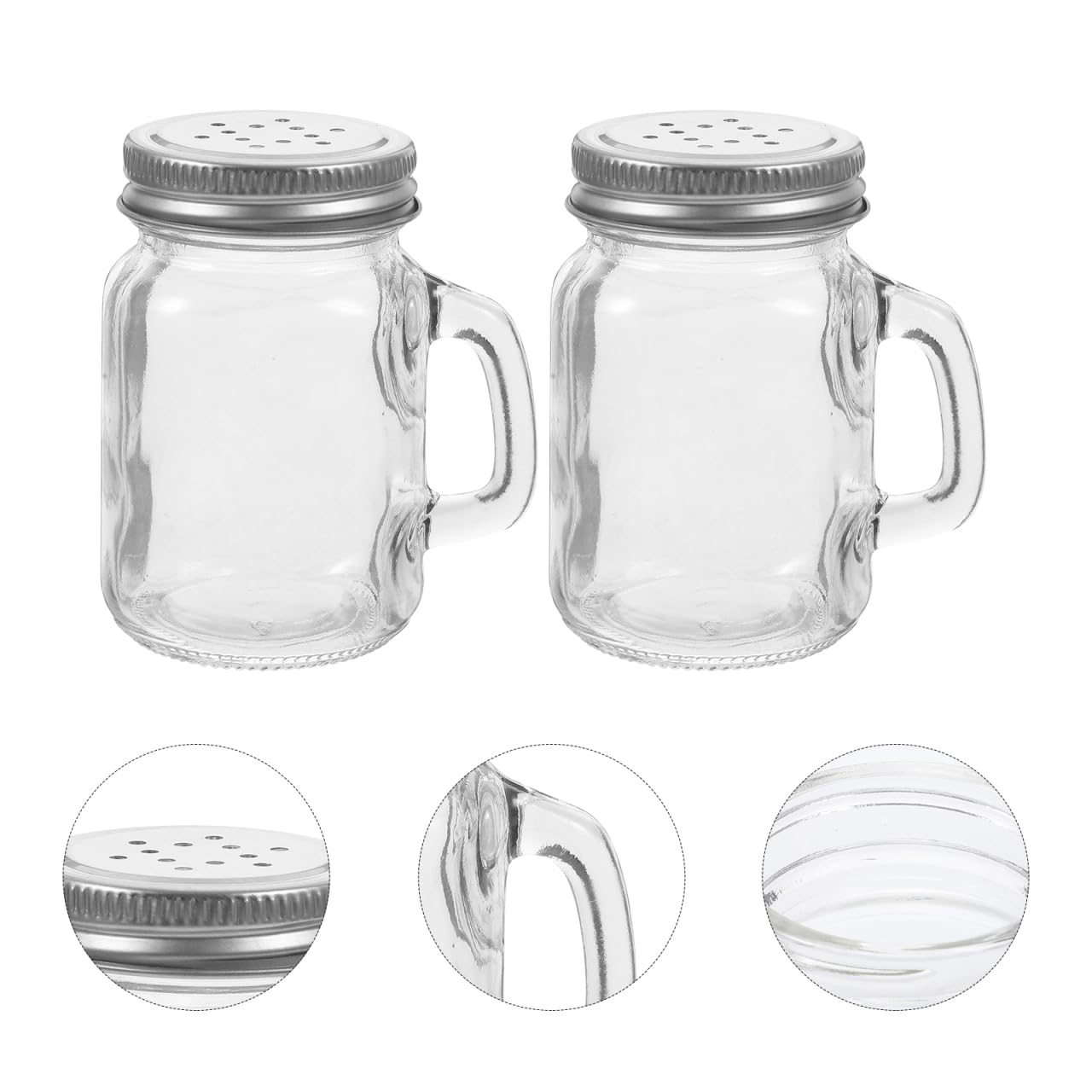Zerodeko Mini Glass Seasoning Bottles Set of 2 Mason Jar Style Salt and Pepper Shakers with Lids for Kitchen Spice Storage and Condiment Containers