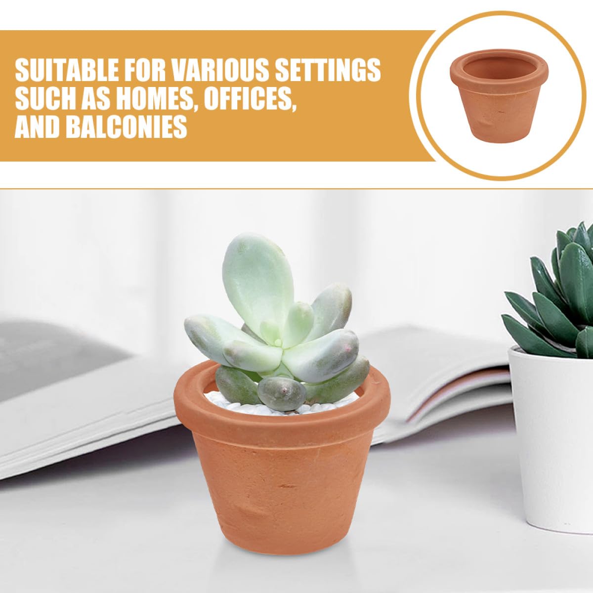 Alasum 3pcs Mini Terracotta Succulent Planters for Indoor Use Small Round Ceramic Pots for Cactus Herbs Space-Saving Natural Look Flower Pots for Desk Shelf Window Sill Home Office Decor