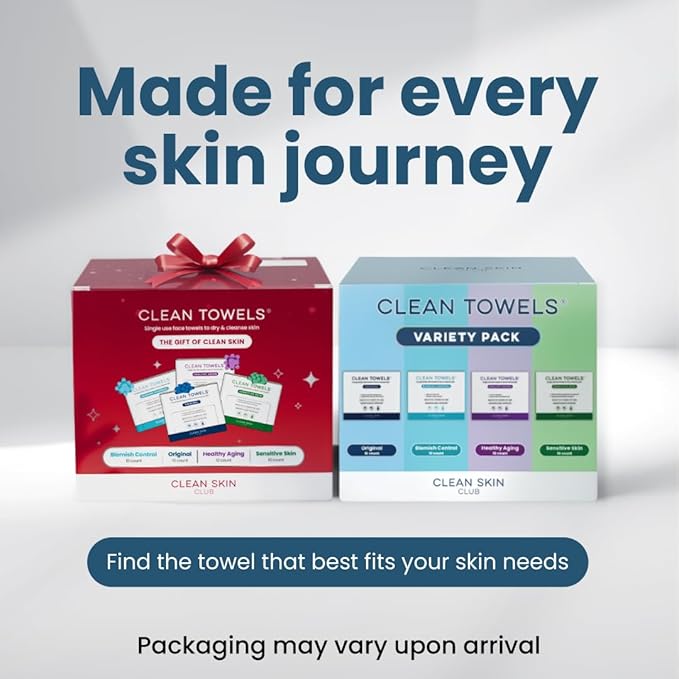 Clean Skin Club Clean Towels® XL Variety 4-Pack Travel Set, Disposable Face