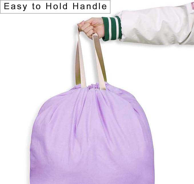Cotton Canvas Laundry Bag with Handles & Drawstring Straps, Heavy Duty Extra