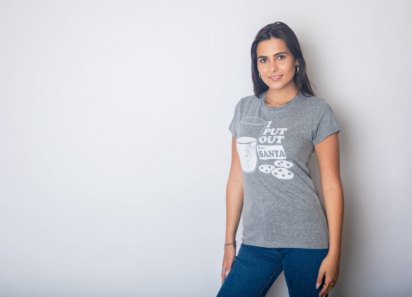 Womens I Put Out for Santa T Shirt Funny Sarcastic Novelty Tee Funny T Shirts Christmas Tops for Women Cool Adult Humor Top Women's Novelty Dark Grey L