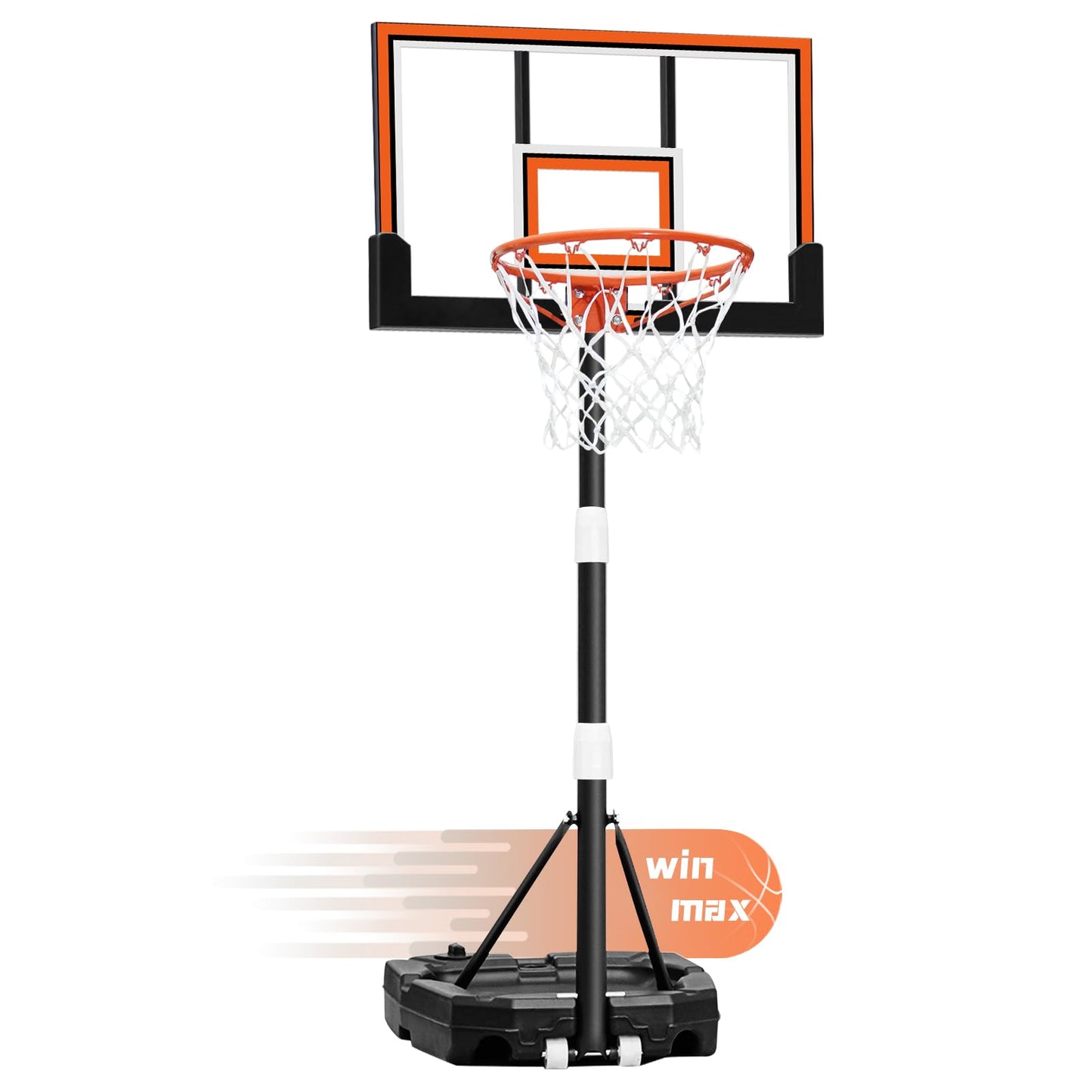 WIN.MAX Kids Basketball Hoop 29 in Backboard, 3.2 to 7.2FT Adjustable Height, Swimming Pool Basketball Hoop Outdoor for Kids/Adults Indoor Outdoor