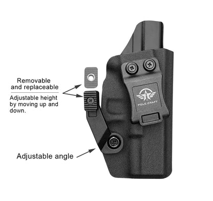 POLE.CRAFT Holster Claw Kit for IWB Kydex & Tuckable Holsters - Inside Waistband Wing Modwing - Adjustable Depth & Angle - Black, Right Hand