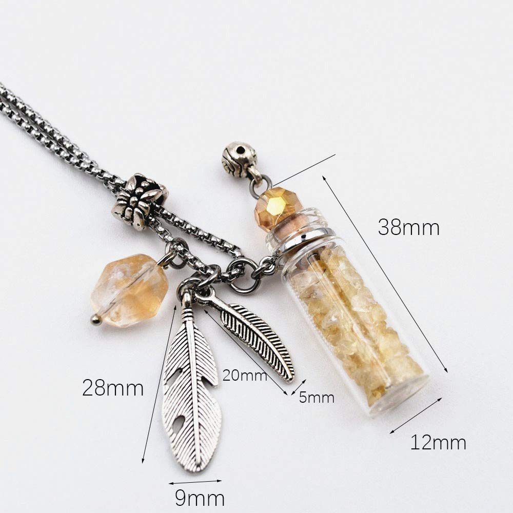 CoolDIY Aromatherapy Essential Oil Diffuser Necklace Locket Pendant Stainless Steel Perfume Necklace Crystal stone Glass vial Necklace (Wine)