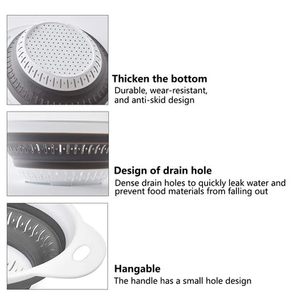 Collapsible Colander and Strainer,Silicone Strainer Colanders & Food Strainers,for Vegetable and Fruit, Kitchen Essentials (2, White, 1.3L+2.5L)