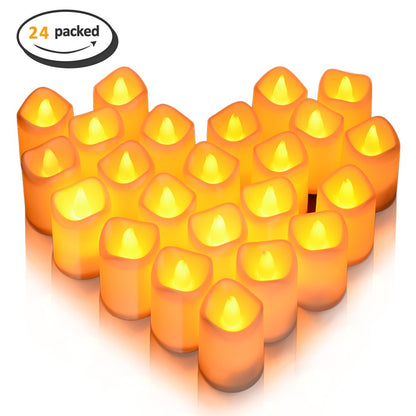 Litake LED Candles, Tea Lights 24 Flickering Flameless Candles Realistic Warm White Battery Powered Electric Fake Light for Weddings, Birthday, Festivals, Halloween, Home, Dinner, Party, Decoration