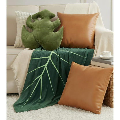 Green Philosophy Co. Monstera Leaf Pillow - Mossy Earth - Large Soft Plant-Shaped Plush Cushion for Couch, Bed, or Reading Nook - Cute & Unique Nature-Inspired Decor Super Soft & Cuddly Throw Pillow