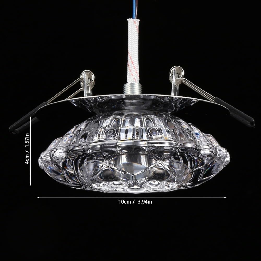Anu Limen Light with Crystal Glass Shade – 5-9cm Aperture for Hallway, Living Room, Bedroom, Kitchen, Warm White Light, Stainless Steel Trim(Colorful Light)