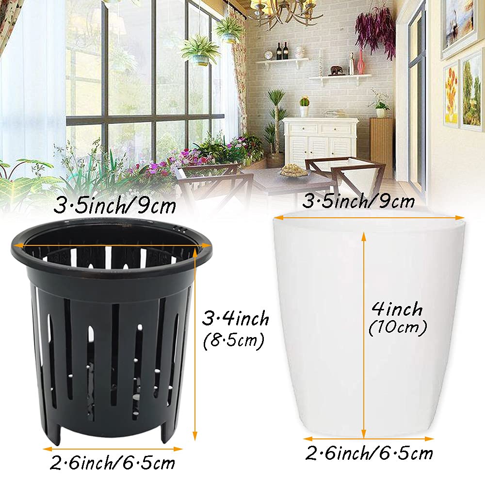 Haawooky 12 PCS Self Watering Plastic Planter,4 Inch Plastic Flower Plant Pot with Inner Pot,Self Watering Planter White Flower Pot for Herbs,Flowers,All House Plants,Succulents