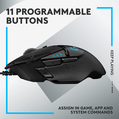 Logitech G502 Lightspeed Wireless Gaming Mouse with Hero 25K Sensor, PowerPlay Compatible, Tunable Weights and Lightsync RGB - Black