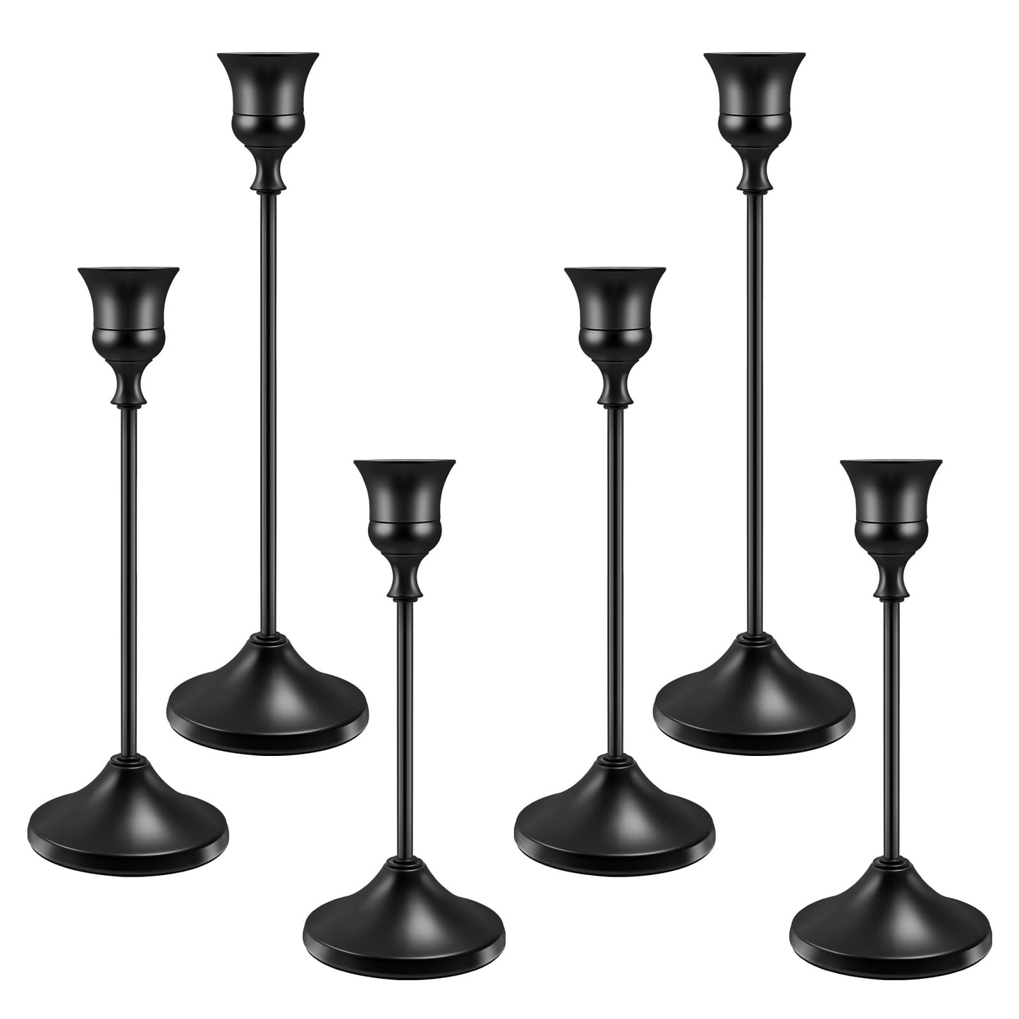 Candlestick Holders 6 PCS Metal Taper Candle Holders, KSWING Black Candle Stick Holders Set, Perfect for Table Centerpiece Mantel Party Wedding Christmas Home Decor, Set of 6