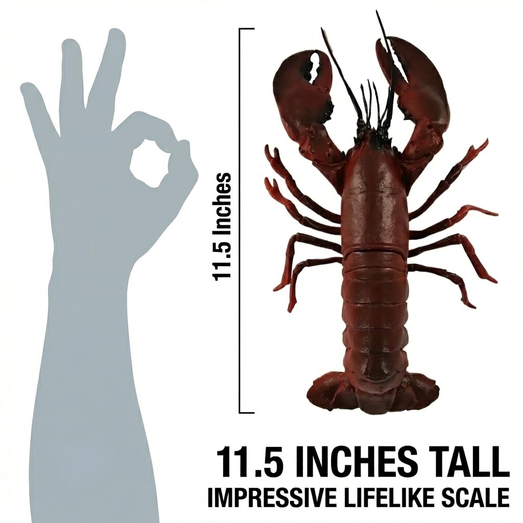 The Bridge Collection Decorative Rubber Lobster Figurine – Realistic Red Lobster Accent for Coastal Decor – Nautical Seafood Display Piece