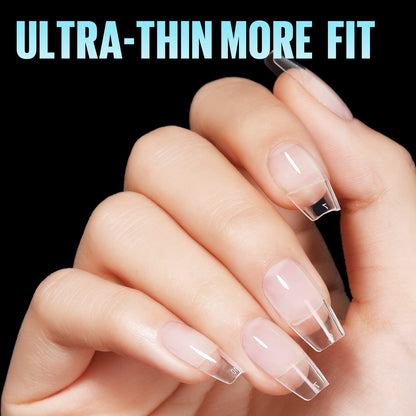 TOMICCA Short Nail Tips Extra Short Square Nail Tips, 192Pcs Fake Nails 12 Sizes Acrylic Clear Nails for Beginner and Professional DIY Gel Nails Salon