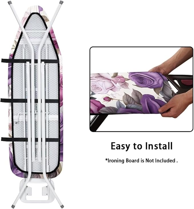 ZDCUSTOM Purple Flower Ironing Board Cover Ironing Board Replacement Pad and