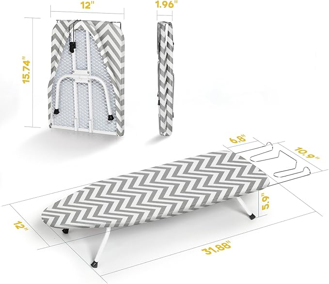 Folding Ironing Board for Small Space, RAINHOL Mini Collapsible Ironing Boards