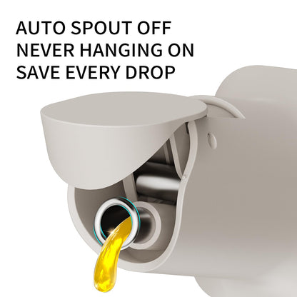 stackbear Olive Oil Dispenser for Cooking - 16oz Leakproof Glass Oil Dispenser Bottle with Gravity Spout, Air Fryer, BBQ, Healthy Salad & Non-Stick Pans, BPA-Free, Easy to Refill and Use, Light Grey