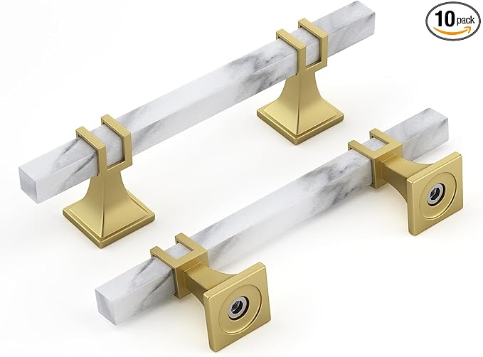 Rergy Cabinet Handles Marble Drawer Pulls and Knobs, T-Bar Hardware