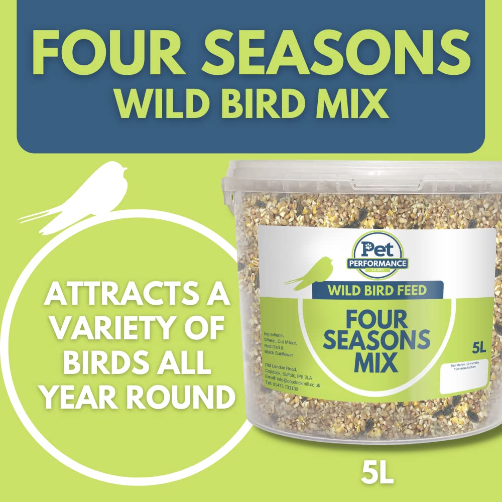 Copdock Mill Pet Performance Wild Bird Four Seasons Mix 5 Litre Tub – All Year-Round Wild Bird Seed – 100% Natural Ingredients – Suitable for All Wild Bird Species