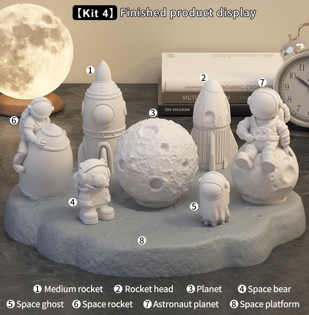 Space Planet Resin Molds Silicone，【7-Piece Set】 Epoxy Resin Space Astronaut Silicone molds,3D Resin Spaceballs Molds, Small Rocket Silicone Model, Space Rabbit DIY Gift Sets for Teens (【Kit 3】)