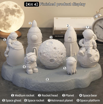 Space Planet Resin Molds Silicone，【8-piece Set】 Epoxy Resin Space Astronaut Silicone molds,3D Resin Spaceballs Molds, Small Rocket Silicone Model, Space Rabbit DIY Gift Sets for Teens (【Kit 4】)