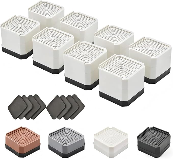 EclatBain Bed Risers Furniture Risers Heavy-Duty Rectangular Adjustable Block 8