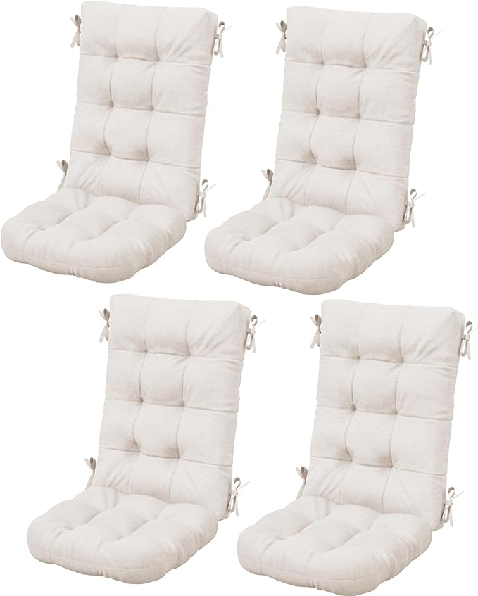 SERWALL HDPE Outdoor Rocking Chair Cushion Set of 4, Memory Foam Cushion Beige