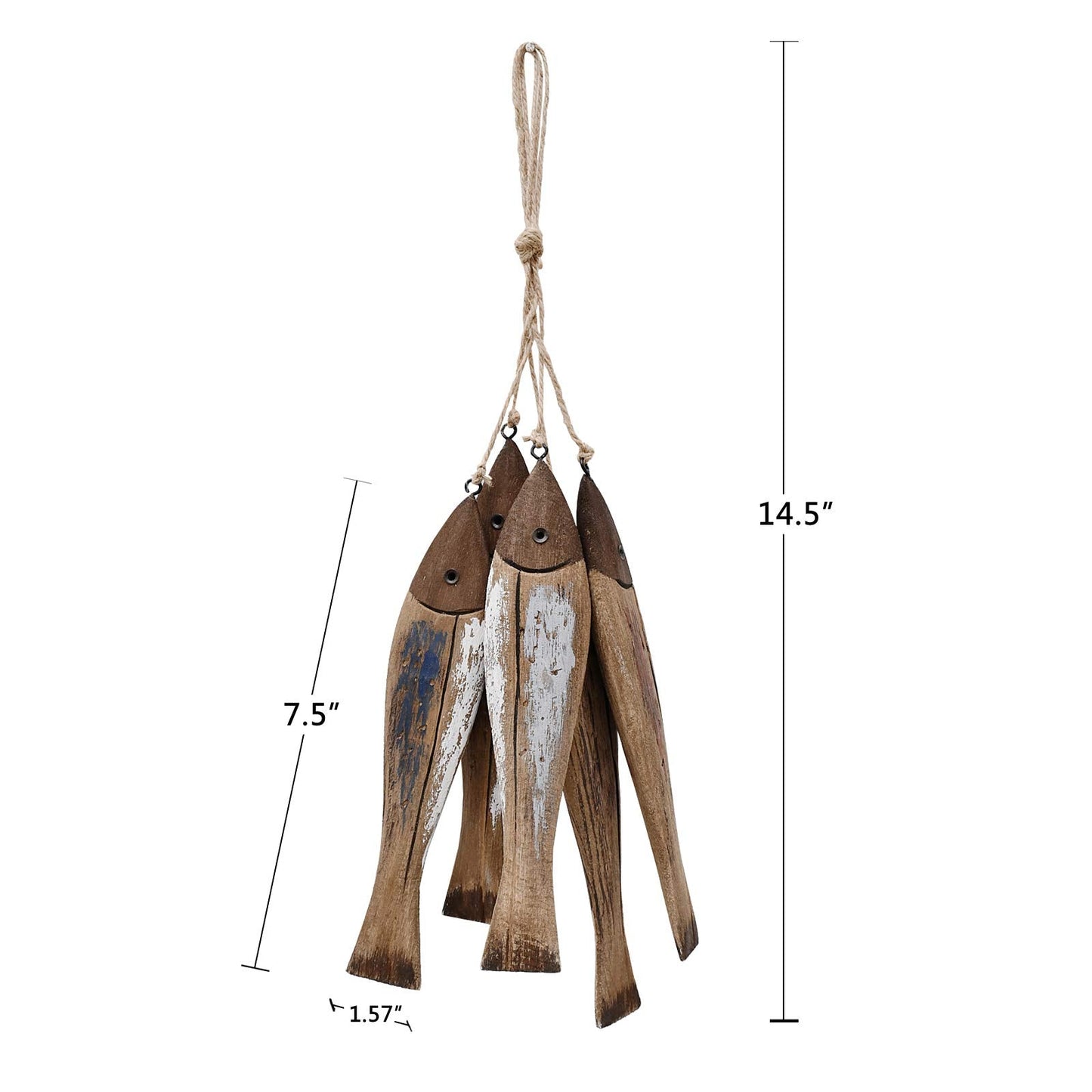 Morning View Wood Fish Wall Decor Nautical Decorations for Home Beach House Decorative Coastal Hanging Fish Decor Set of 2 Ocean Lake Sea Theme Wall Sculpture Bathroom Bedroom Wall Art
