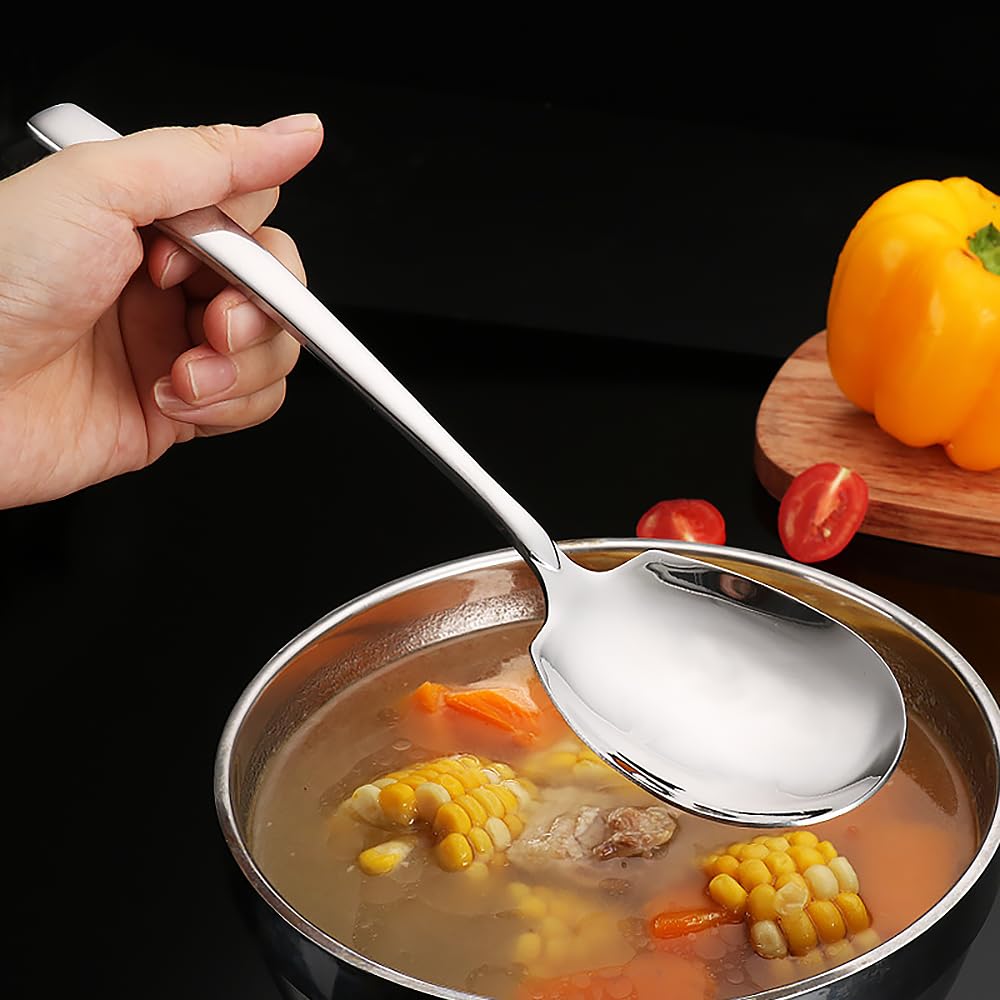Serving Spoons Set Stainless Steel 9.14 Inch Serving Utensils for Buffet Catering Dishwasher Safe (12-pieces, Silver)