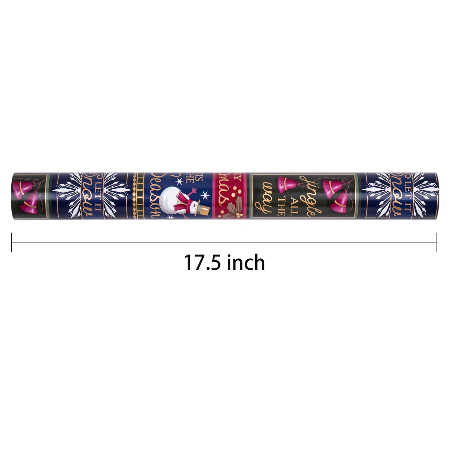 RUSPEPA Reversible Wrapping Paper Roll - Mini Roll - Christmas Santa Claus, Snowman and Candy Cane Pattern Great for Christmas, Party, Holiday - 17.5 Inches X 32.8 Feet