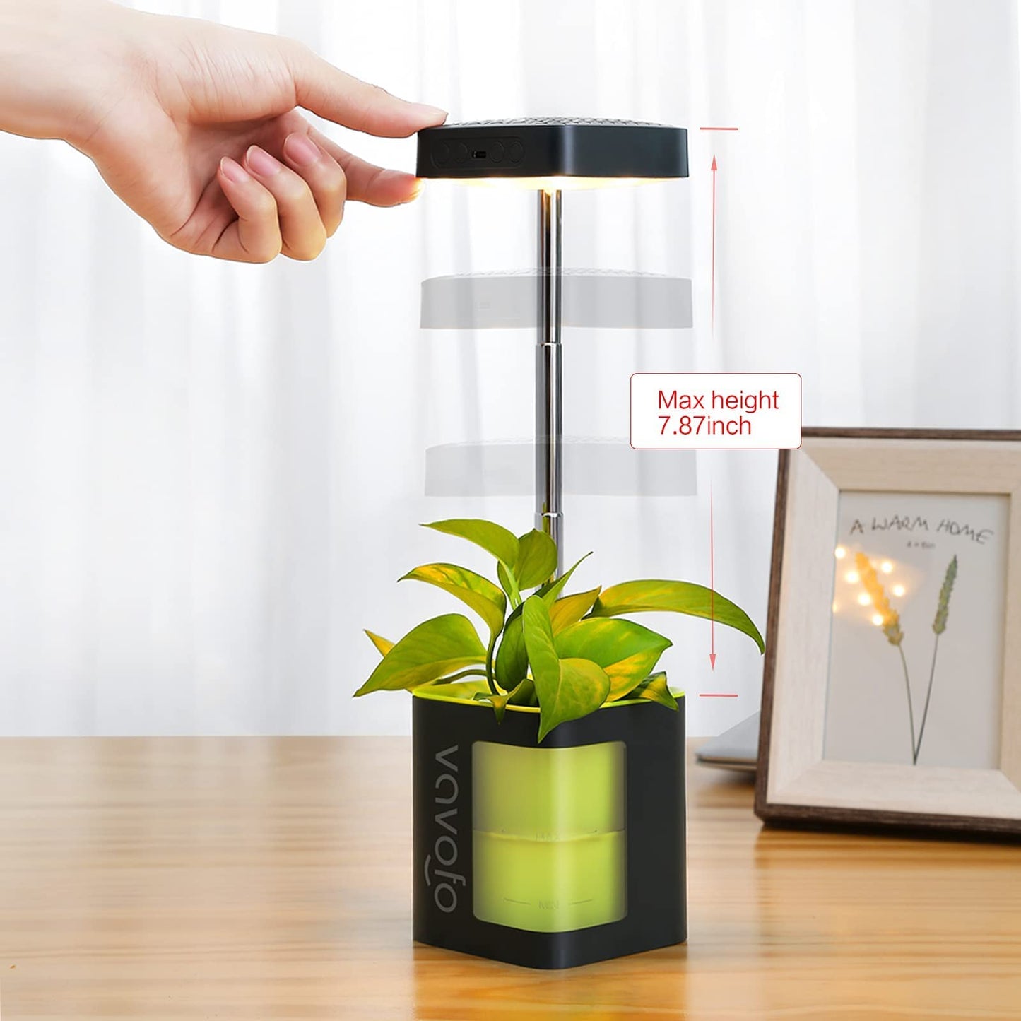 VAVOFO Plant Light for Indoor Plants Rechargeable Mini Grow Light with Planter, Full Spectrum, Height Adjustable, Automatic Timer, DIY Various Small Planting,Green