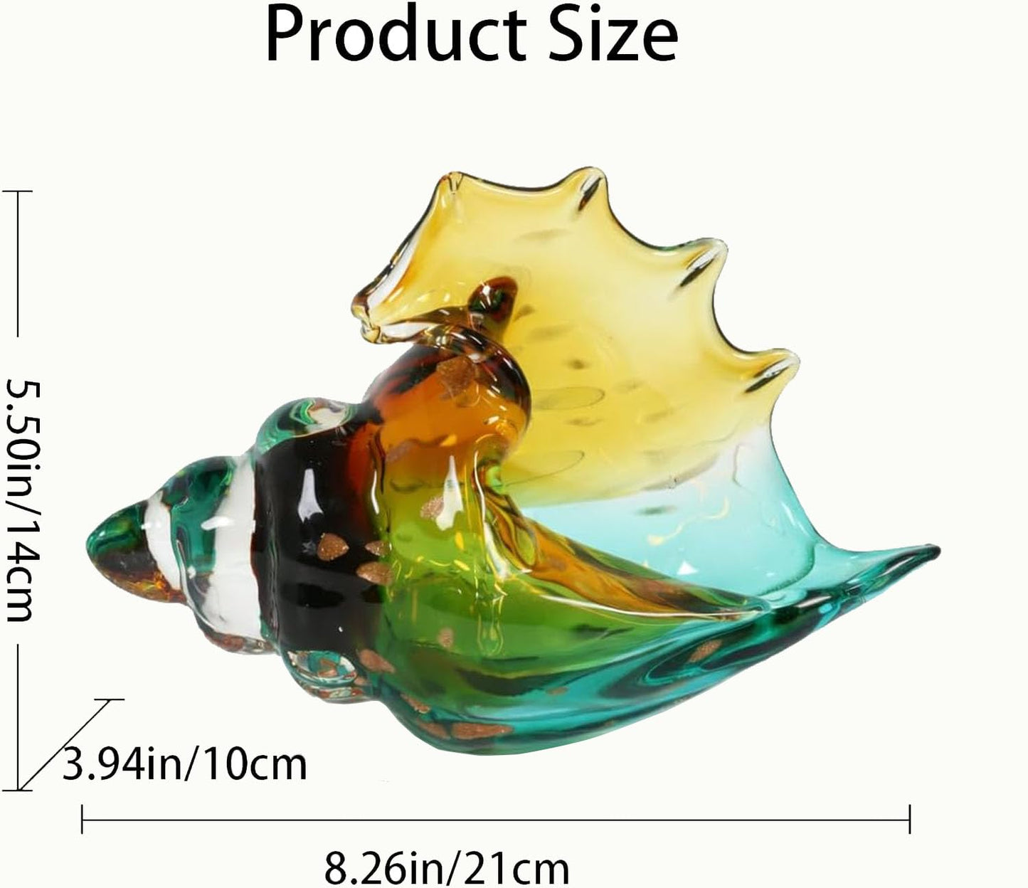 ClookRack Conch Shell Statue, Hand Blown Sea Glass Art Figurine