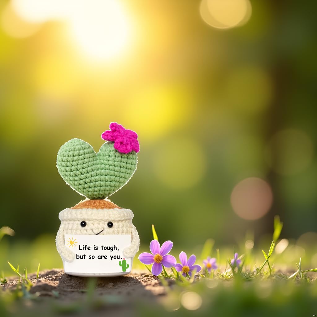 BRIFUFOUS Get Well Gifts for Women, Handmade Crochet Cactus Plant