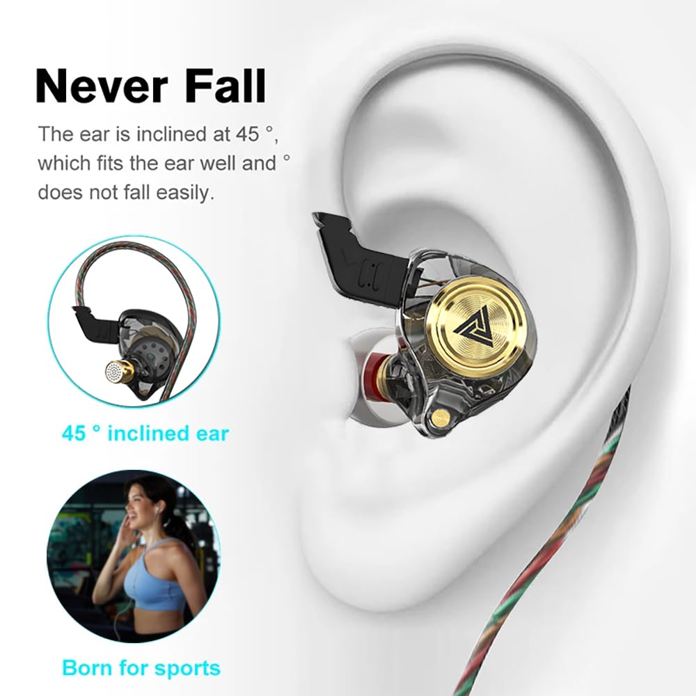 Yeabomy Wired Gaming Earbuds, Ak3file in Ear Monitors, Deep Bass Sound Wired Earbuds, HiFi in Ear Headphones with 1DD 10mm Dynamic Driver, IEM for Music Gaming Video Calling (Black)