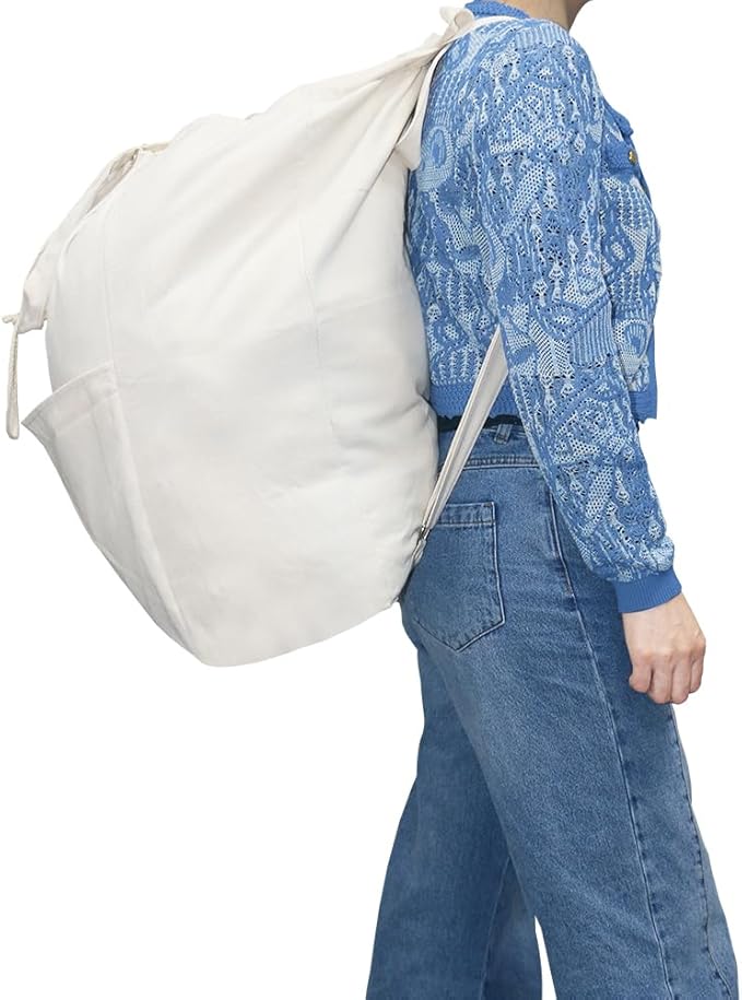 Pack of 2, 100% Breathable Cotton Canvas Laundry Backpack