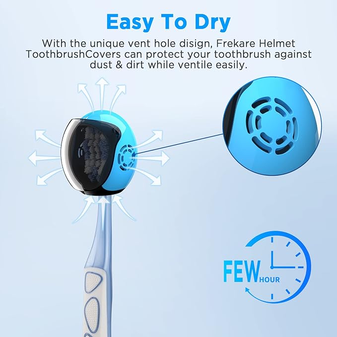 Helmet Toothbrush Covers Caps, Fits Most Manual and Electric Tooth Brushes