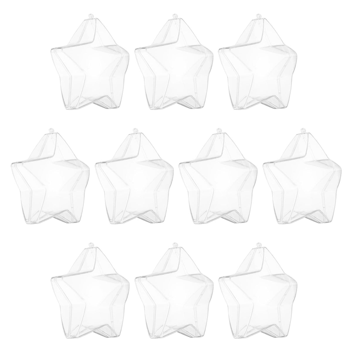 uxcell 10 Pcs Clear Fillable Star Ornament, 4.7 Inch Hanging Plastic Balls Transparent Star Shaped Decor Christmas Sphere for DIY Craft, Party, Wedding