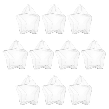 uxcell 10 Pcs Clear Fillable Star Ornament, 4.7 Inch Hanging Plastic Balls Transparent Star Shaped Decor Christmas Sphere for DIY Craft, Party, Wedding