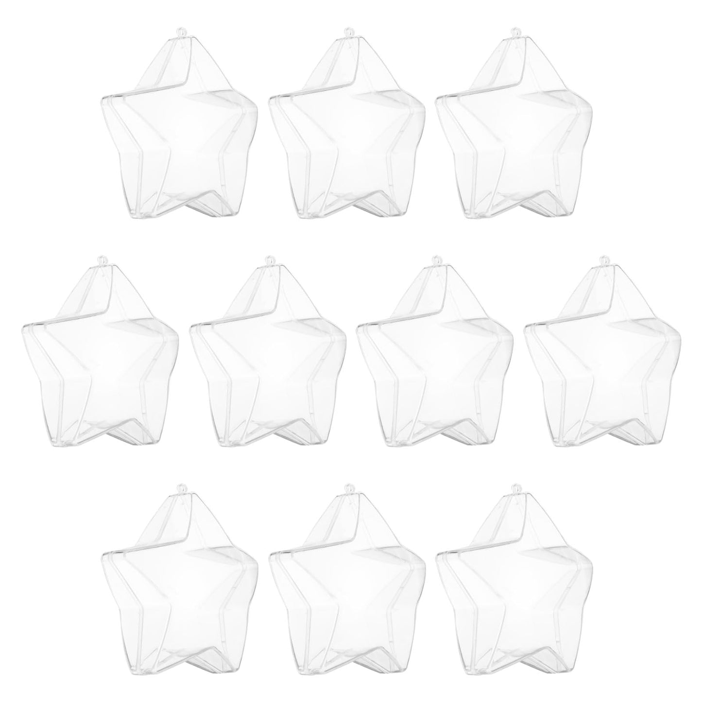 uxcell 10 Pcs Clear Fillable Star Ornament, 4.7 Inch Hanging Plastic Balls Transparent Star Shaped Decor Christmas Sphere for DIY Craft, Party, Wedding