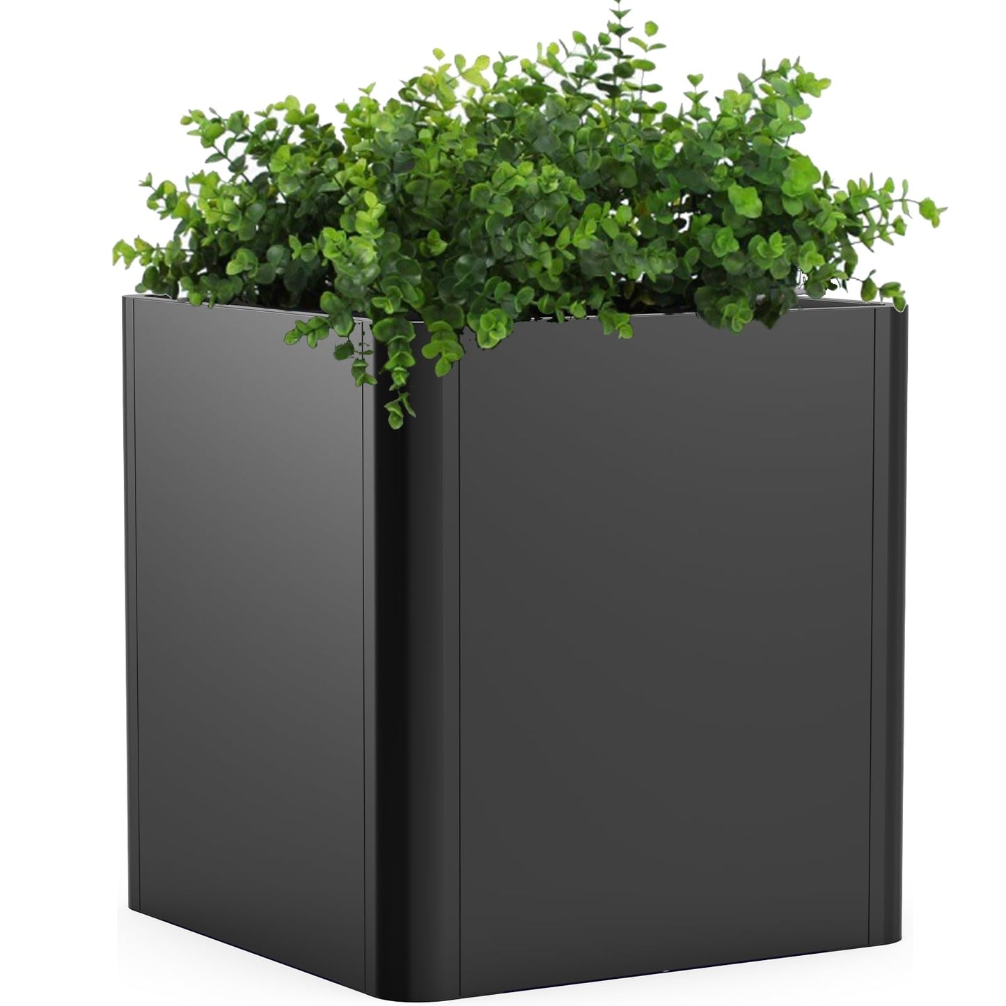 Gardenaire Metal Square Planter Box, Galvanized Steel Planters for Outdoor Plants, 20"x 20"x 21" Black Large Outdoor Planters with Drainage Hole for Porch/Patio/Garden